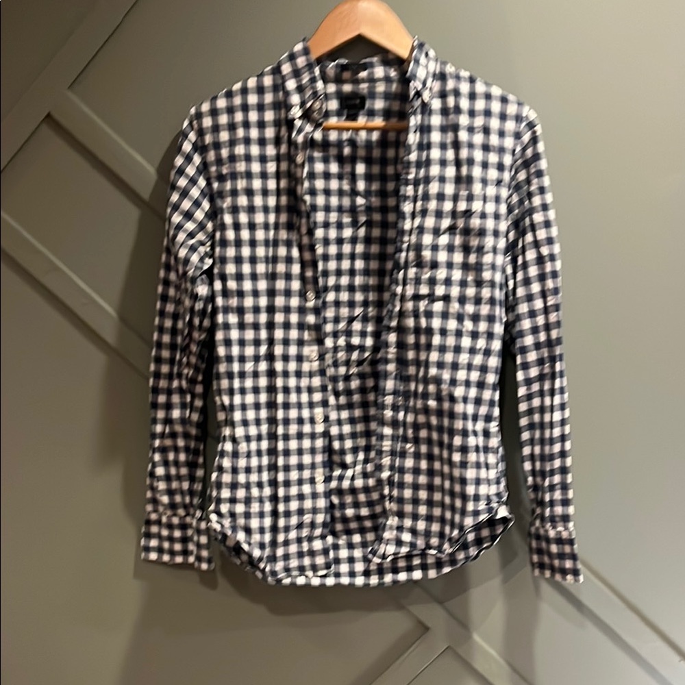 J. Crew Blue Checkered Casual Button Down Shirt